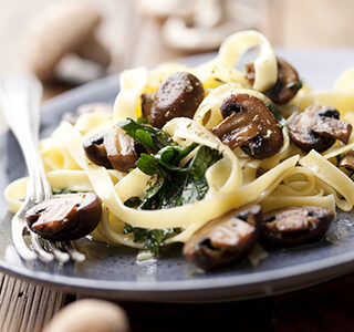 Pappardelle tészta gombával és ERU à la Truffe sajttal