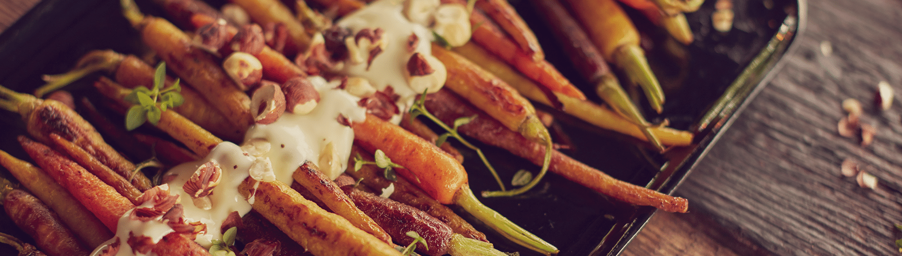 Caramelized carrots with creamy brie and hazelnuts