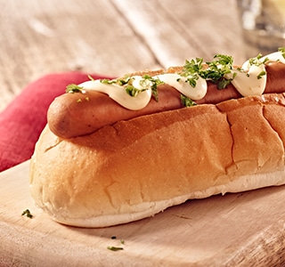 Hot dog bun with smoked cheese