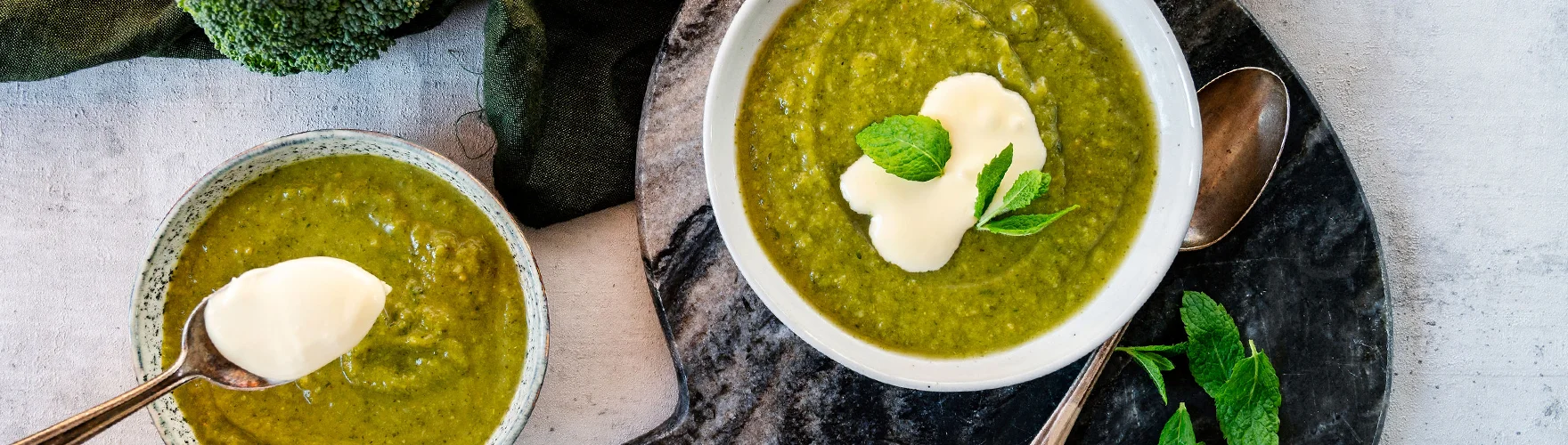 Broccoli-aardappelsoep met biologische kaas